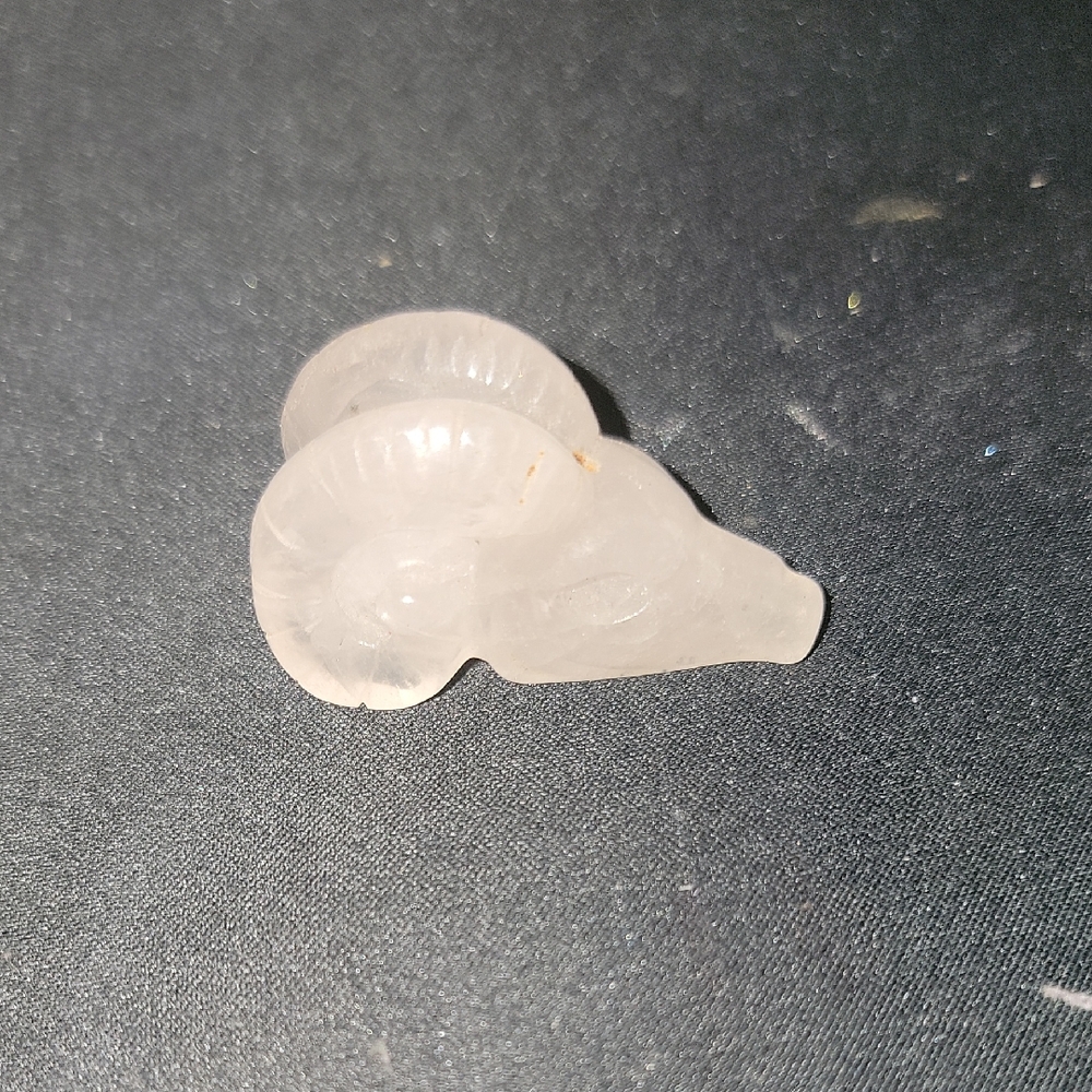 Rose Quartz Ram Head Carving Figurine